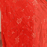 Vibrant Red With Sequin Floral Vine Border Satin Silk Saree