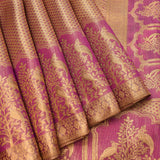 Magenta Pink Kanjivaram Silk Saree With Gold Zari Shikargah Peacock And Floral Jaal Weave