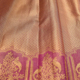 Magenta Pink Kanjivaram Silk Saree With Gold Zari Shikargah Peacock And Floral Jaal Weave