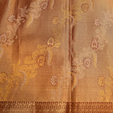 Peach Gold Kanjivaram Silk Saree With Silver Gold Zari Floral Butti And Maroon Contrast Border