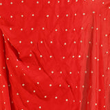 Classic Red With Scalloped Stone Embellished Border Satin Silk Saree