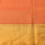 Coral Orange Kanjivaram Silk Saree With Gold Zari Contrast Border And Multicolour Floral Parrot Weave