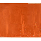 Rust Orange With Sequin Tassel Motif Border Satin Silk Saree
