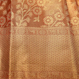 Russet Brown Kanjivaram Silk Saree With Gold Zari All Over Jaal And Floral Butti Weave