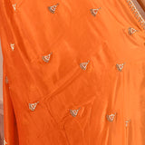 Rust Orange With Sequin Tassel Motif Border Satin Silk Saree
