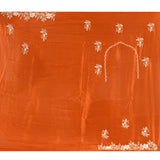 Burnt Orange With Sequin Floral Vine Border Organza Tissue Saree