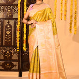 Golden Primrose Peacock Kanjivaram Tissue Saree
