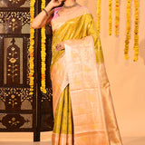 Golden Primrose Peacock Kanjivaram Tissue Saree