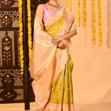 Golden Primrose Peacock Kanjivaram Tissue Saree