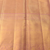 Mustard Yellow Kanjivaram Silk Saree With Gold Zari Jaal And Contrast Lavender Border With Temple Weave