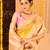 Golden Primrose Peacock Kanjivaram Tissue Saree