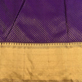 Deep Violet Kanjivaram Silk Saree With Gold Zari Shikargah Parrot And Floral Contrast Border