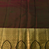Dark Green And Maroon Kanjivaram Silk Saree With Gold Zari All Over Floral Jaal And Contrast Border