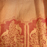 Deep Red Kanjivaram Silk Saree With Gold Zari Shikargah Bird And Tree Motif All Over Weave