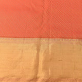 Salmon Orange Kanjivaram Silk Saree With Gold Zari Shikargah Bird Medallion And Multicolour Contrast Border