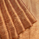 Deep Maroon Kanjivaram Silk Saree With Gold Zari All Over Checks Jaal And Floral Weave