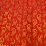 Bright Red Kanjivaram Silk Saree With Gold Zari Crane Butti And Peacock Medallion Border Weave