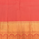 Tomato Red Kanjivaram Silk Saree With Gold Zari All Over Floral Butti And Kalash Motif Border Weave