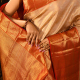 Pearl Ivory Contrast Border Kanjivaram Silk Saree