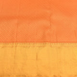 Peach Orange Kanjivaram Silk Saree With Gold Zari Shikargah Parrot And Floral Multicolour Contrast Border