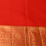 Teal And Red Kanjivaram Silk Saree With Gold Zari Floral Jaal And Grand Contrast Red Border With Medallion Weave