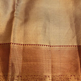 Antique Gold Kanjivaram Silk Saree With Self Tone Scales Jaal And Contrast Maroon Gold Zari Paisley Border Weave