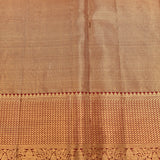 Antique Gold Kanjivaram Silk Saree With Self Tone Scales Jaal And Contrast Maroon Gold Zari Paisley Border Weave