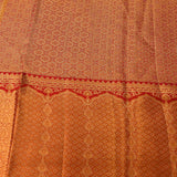 Golden Beige Kanjivaram Silk Saree With Multicolour Shikargah Bird And Geometric Weave With Contrast Red Border