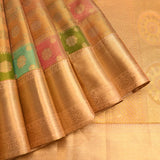 Multicolour Rangkat Kanjivaram Silk Saree With Gold Zari Floral Butti And Self Gold Zari Border