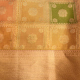 Multicolour Rangkat Kanjivaram Silk Saree With Gold Zari Floral Butti And Self Gold Zari Border