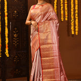 Champagne Gold Circular Brocade Kanjivaram Silk Saree