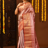Champagne Gold Circular Brocade Kanjivaram Silk Saree