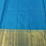 Cerulean Blue Kanjivaram Silk Saree With Gold Zari All Over Floral Jaal And Self Border With Medallion Weave