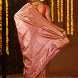 Champagne Gold Circular Brocade Kanjivaram Silk Saree