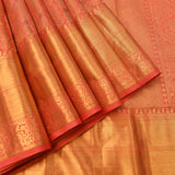 Peach Kanjivaram Silk Saree With Ornate Golden Zari Border