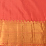 Peach Kanjivaram Silk Saree With Ornate Golden Zari Border