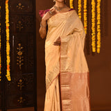 Ivory Gold Crane Kanjivaram Silk Saree