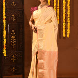 Ivory Gold Crane Kanjivaram Silk Saree