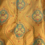 Mustard Yellow Kanjivaram Silk Saree With Teal Blue Contrast Zari Border