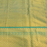 Mustard Yellow Kanjivaram Silk Saree With Teal Blue Contrast Zari Border