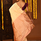 Ivory Gold Crane Kanjivaram Silk Saree