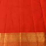 Bright Red Kanjivaram Silk Saree With Geometric Motifs And Gold Zari