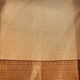 Beige Kanjivaram Silk Saree With Maroon Contrast Gold Zari Border