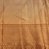 Beige Kanjivaram Silk Saree With Maroon Contrast Gold Zari Border