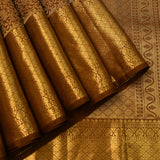 Earthy Brown Kanjivaram Silk Saree With Floral Jaal And Gold Zari