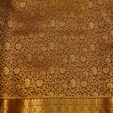 Earthy Brown Kanjivaram Silk Saree With Floral Jaal And Gold Zari