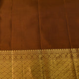 Earthy Brown Kanjivaram Silk Saree With Floral Jaal And Gold Zari