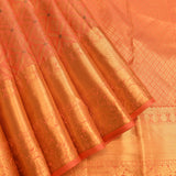 Pastel Peach Kanjivaram Silk Saree With All-Over Leafy Motifs