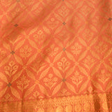 Pastel Peach Kanjivaram Silk Saree With All-Over Leafy Motifs