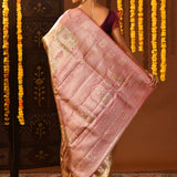 Pastel Green Pink Floral Tissue Kanjivaram Silk Saree